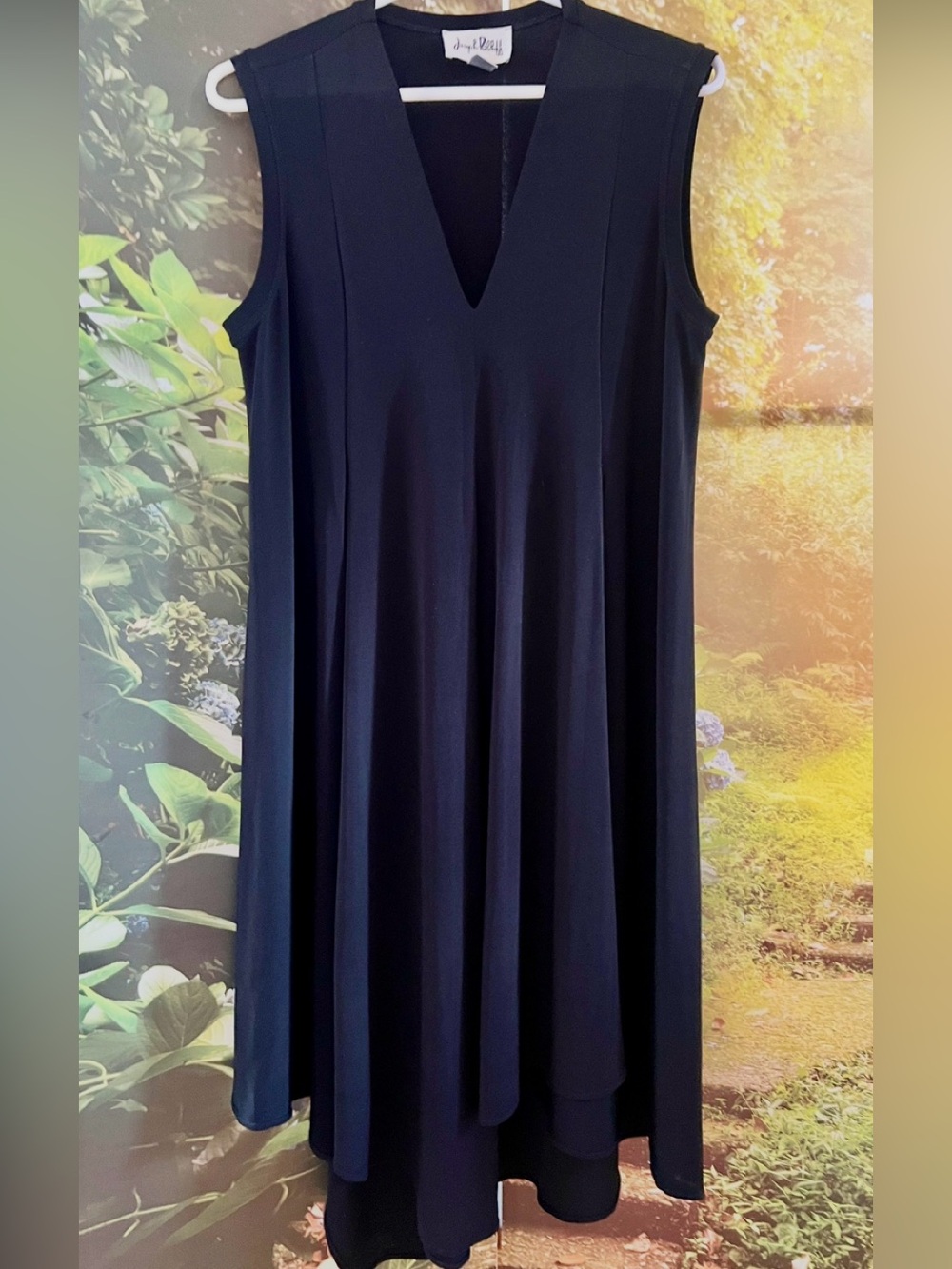 JOSEPH RIBKOFF Signature Black Stretch Fabric Swing Sleeveless Dress 12 EUC